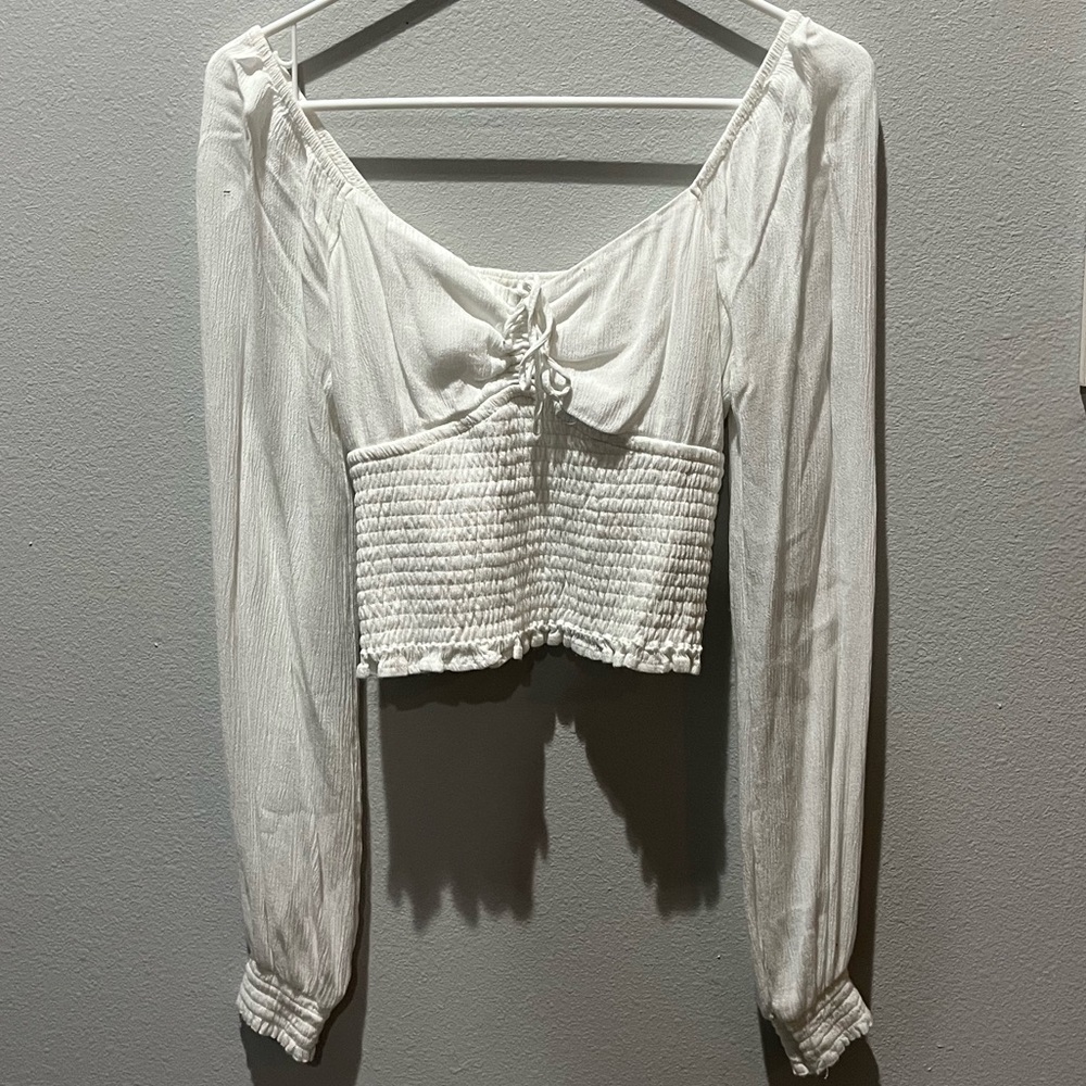 Hollister Long Sleeve Tie-Front Top